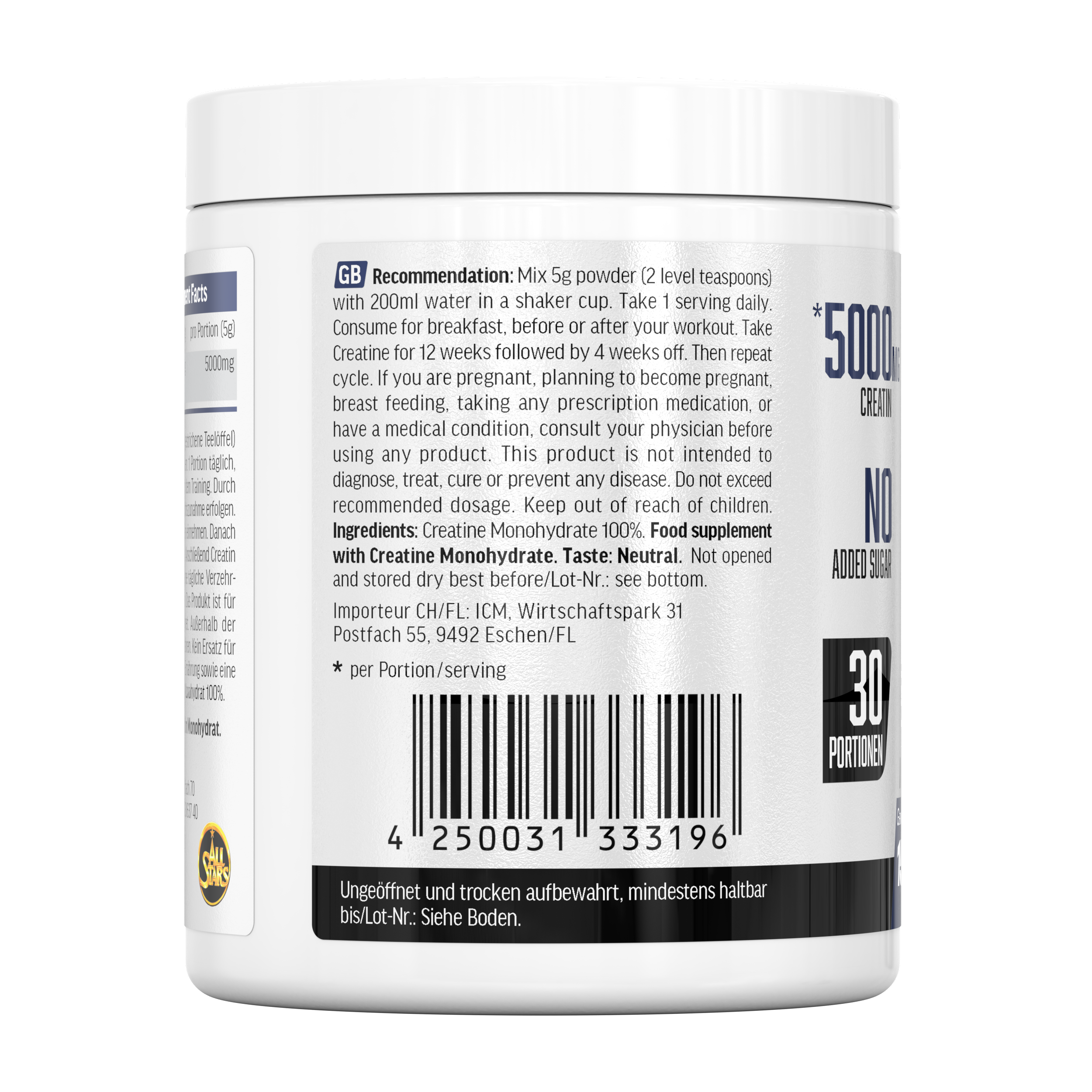 ALL STARS Creatin Monohydrat  - 150g Dose 